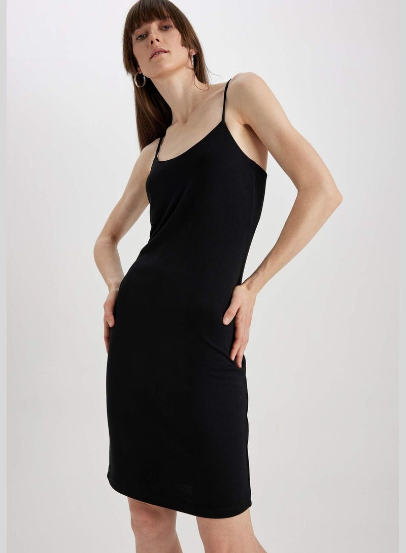Woman Square Neck Short Sleeve Knitted Dress