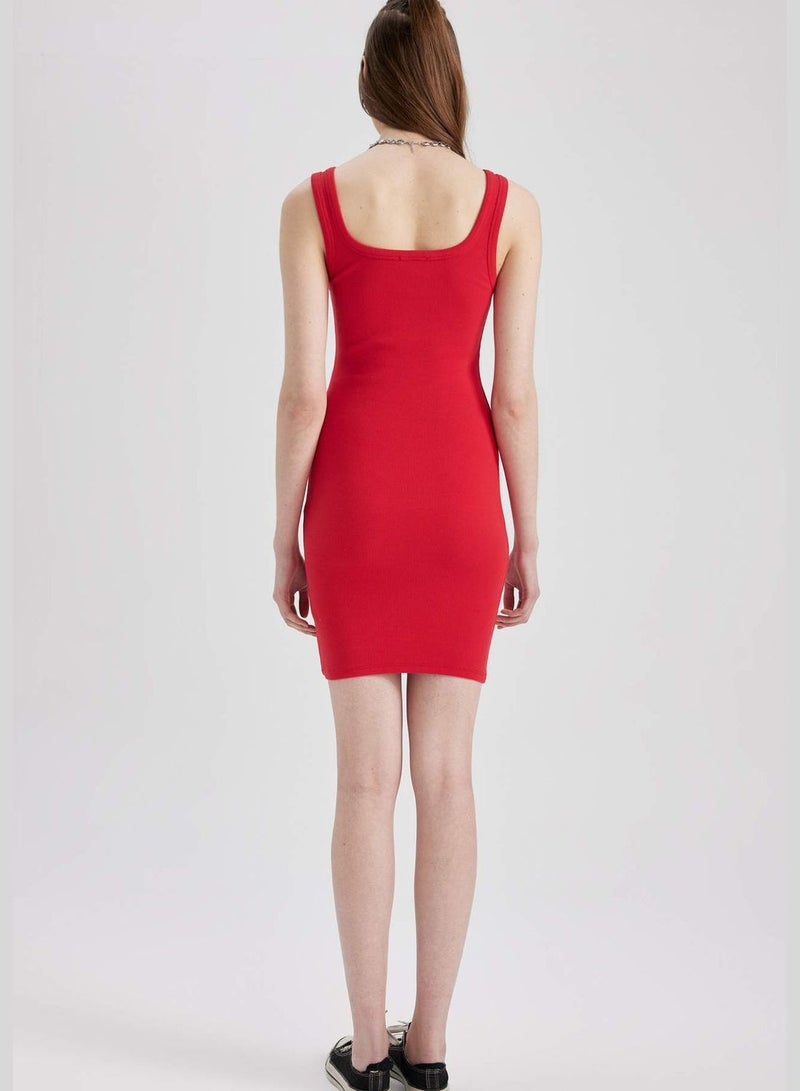 Woman Short Sleeve Knitted Dress