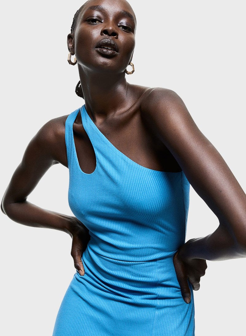 Asymmetric Ribbed Dress