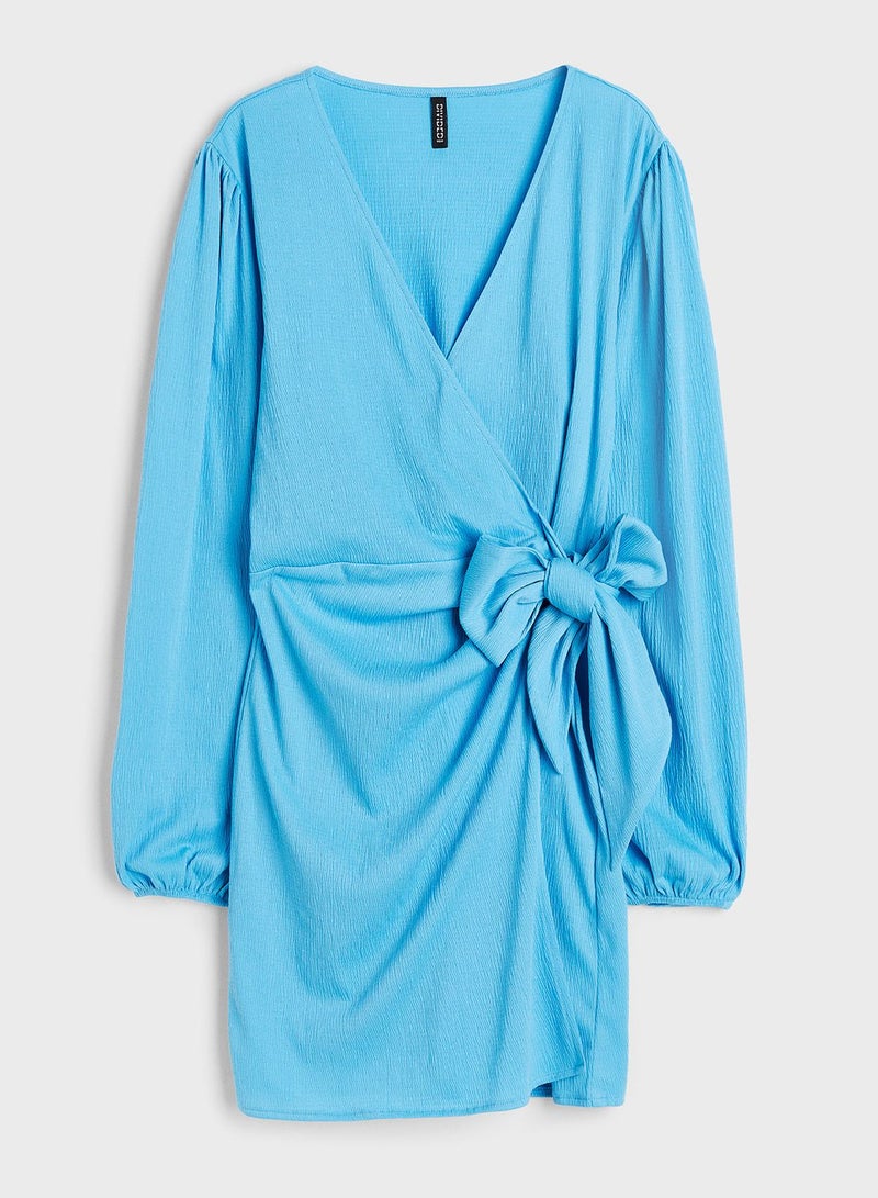 Aqua Wrap Mini Dress