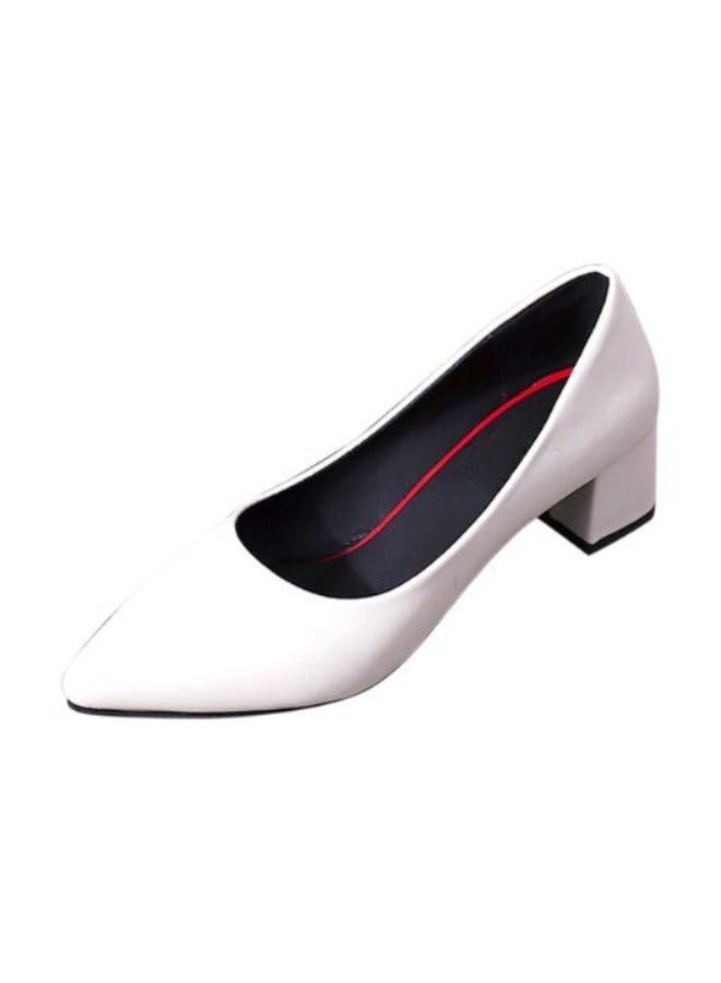 Low Heel Women Dressy Office Lady Shoes Fashion Ladies Comfort Elegant Women Casual Thick Small Heels Solid Color Sleek Commuter Office Lady Shoes