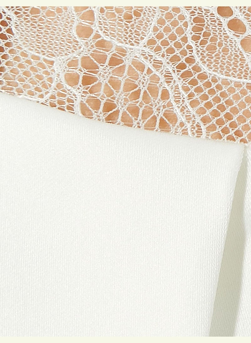 Corset Detail Off the Shoulder Bridal Mini Dress