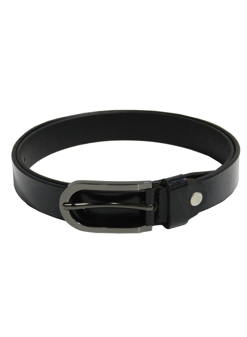 GENUINE LEATHER 25 MM UNISEX  FORMAL  BELT  IN BLACK