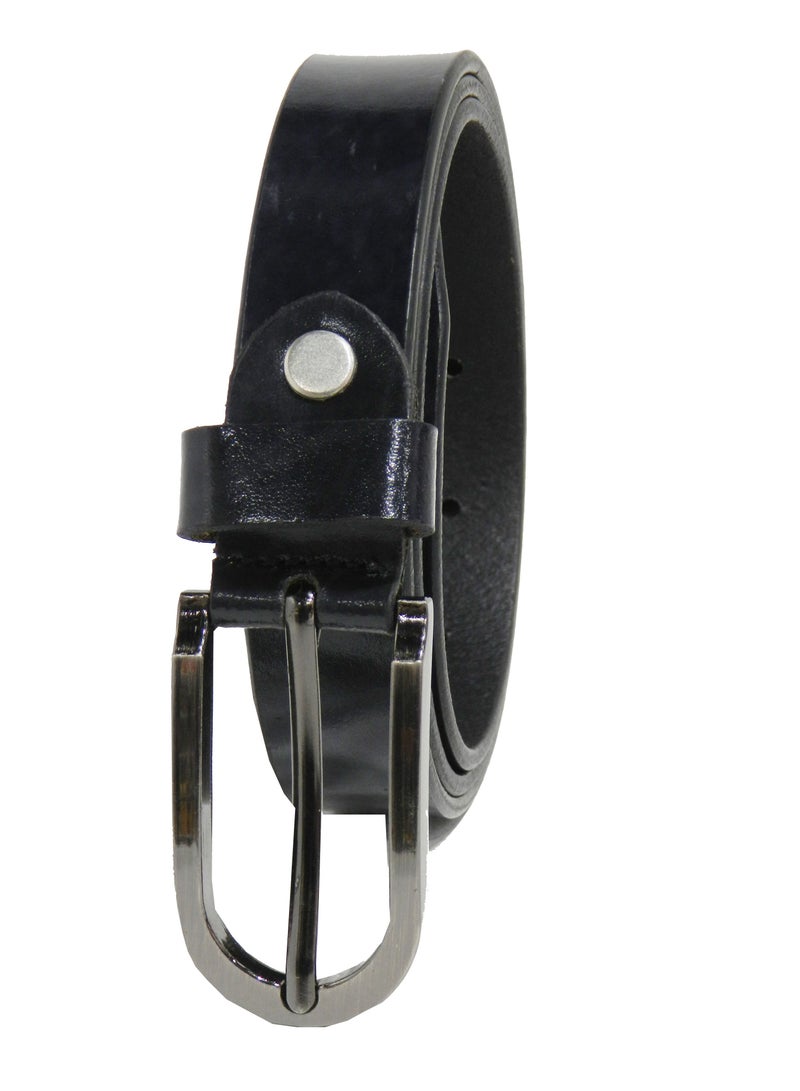 GENUINE LEATHER 25 MM UNISEX  FORMAL  BELT  IN BLACK
