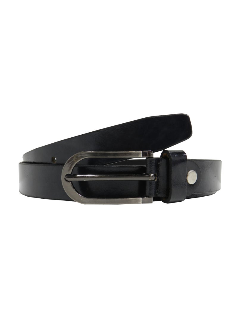 GENUINE LEATHER 25 MM UNISEX  FORMAL  BELT  IN BLACK
