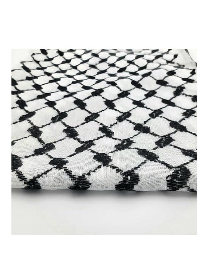 Premium Arafat Scarf for Men & Women  Arabic Scarf Cotton Shemagh Keffiyeh Arab Fashion Shawl Wrap Military Tactical Desert Keffiyeh (White & Black)