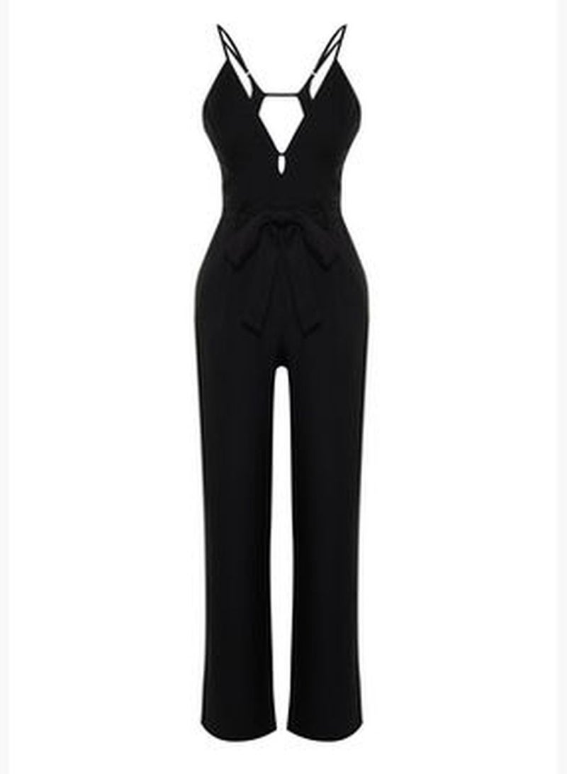 Black Window/Cut Out Detailed Jumpsuit TPRSS24TU00000