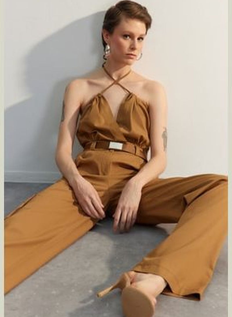 Limited Edition Camel Belted Overalls TWOSS23TU00109