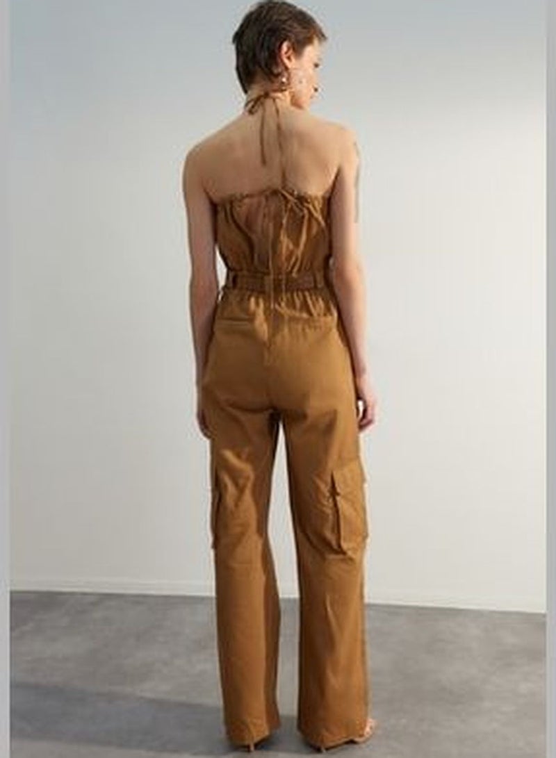 Limited Edition Camel Belted Overalls TWOSS23TU00109