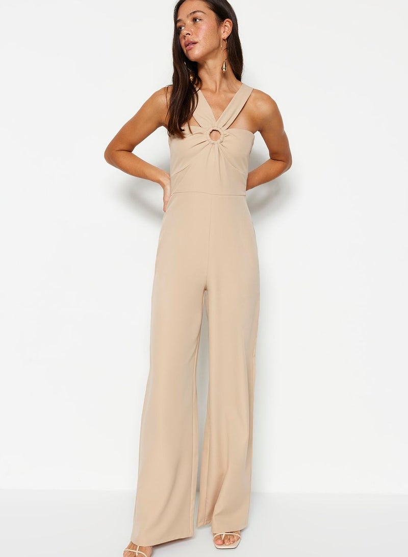 Halter Neck Ring Detail Jumpsuit