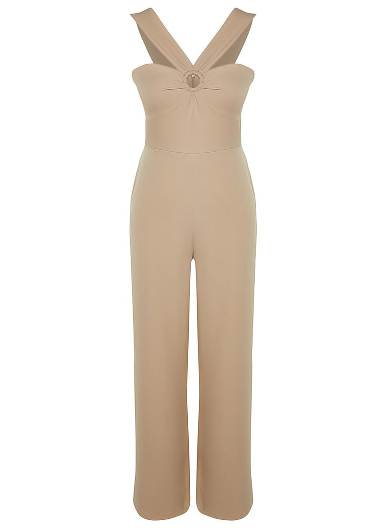 Halter Neck Ring Detail Jumpsuit