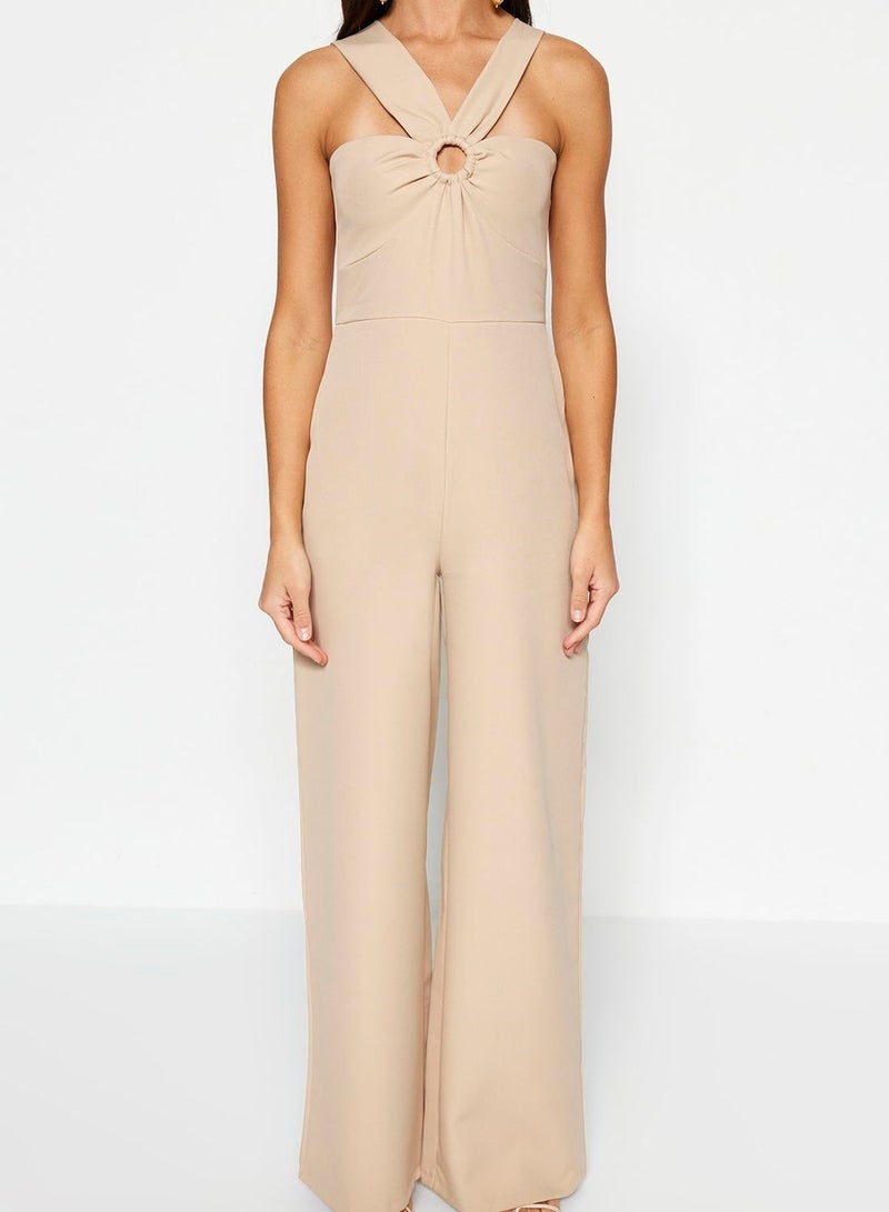 Halter Neck Ring Detail Jumpsuit