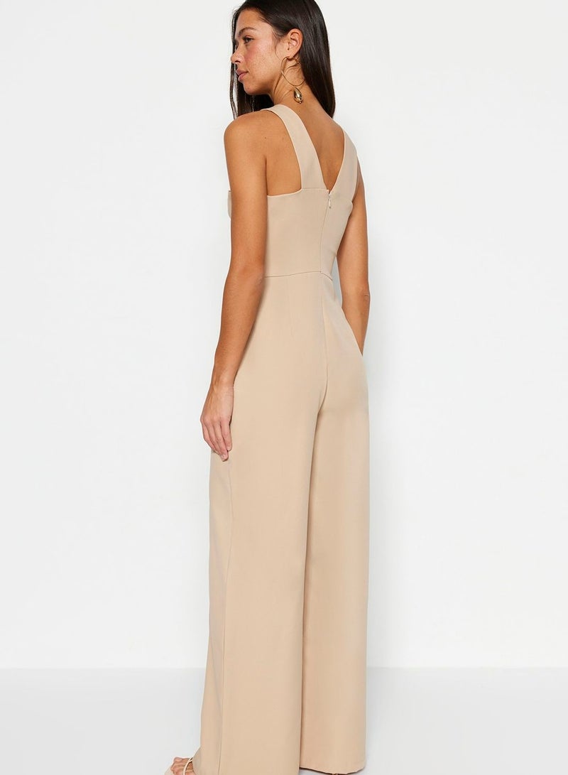 Halter Neck Ring Detail Jumpsuit