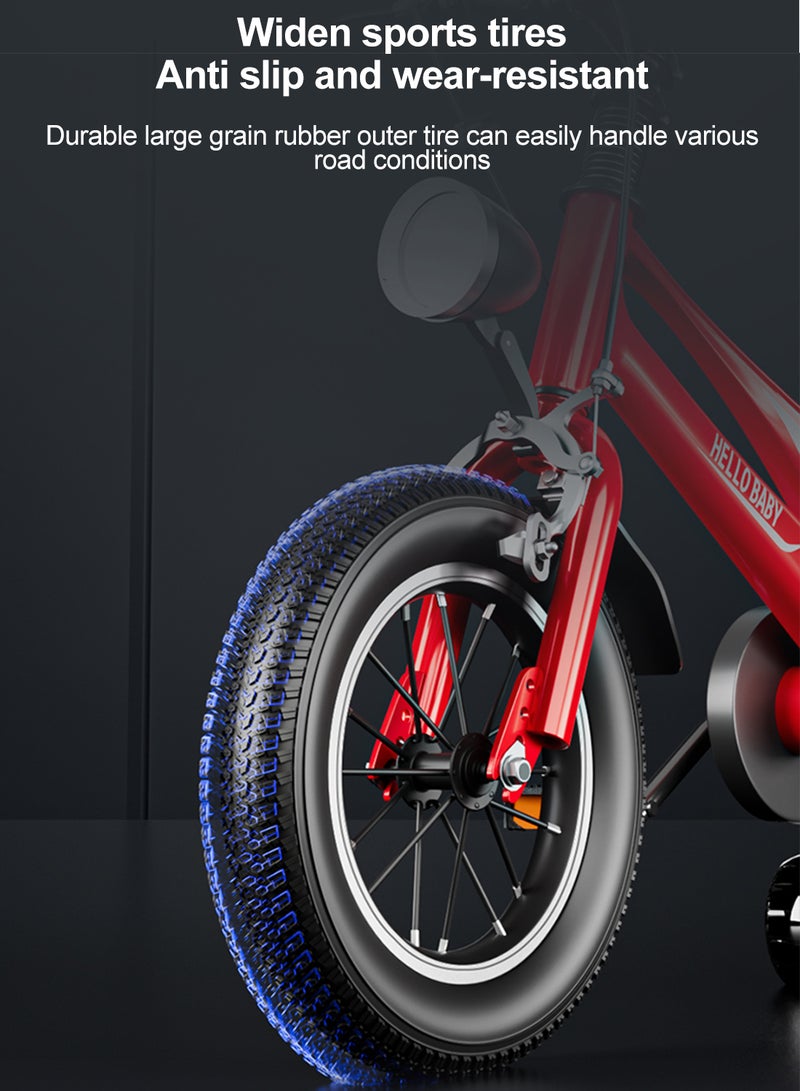 12 Inch Kids Bike High Carbon Steel Kids' Bike Children's Bicycle For 2-5 Years Old Girls And Boys With Training Wheels Wear-Resistant Tires Sensitive Handbrake Safe and Stable
