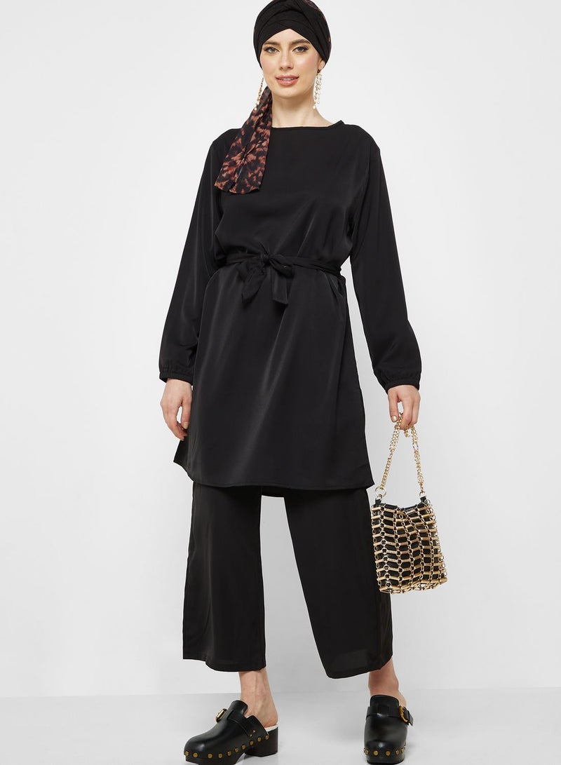 Belted Tunic With Pant Set