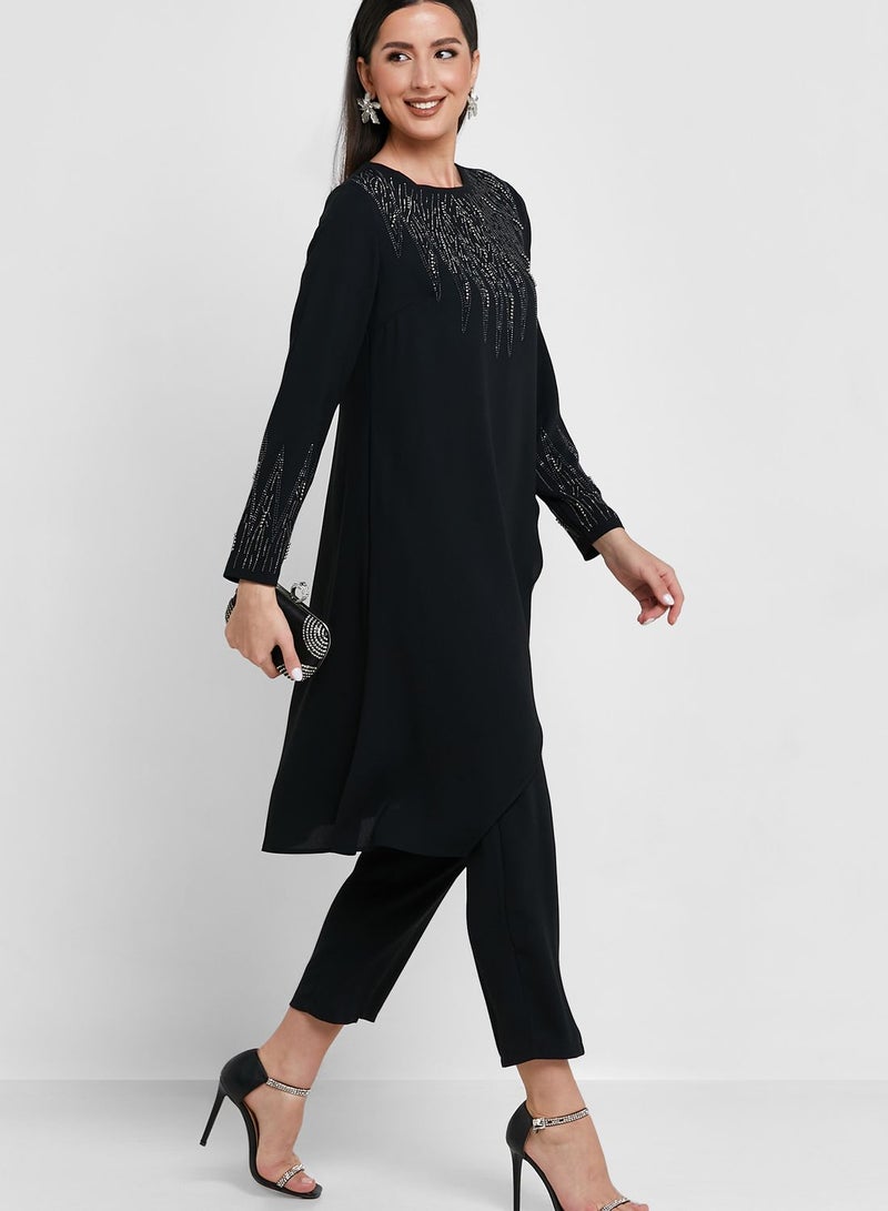 Embroidered Detail Tunic & Pant Set