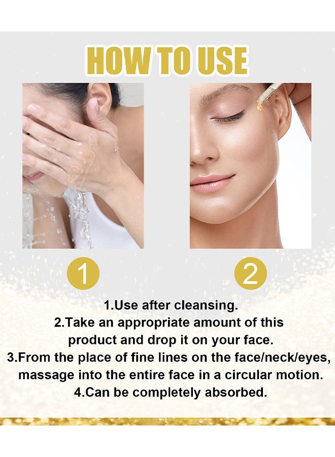 24K Gold Collagen Lifting Essence, Has The Effect Of Improving Fine Lines, Tightening The Skin, Brightening The Skin, Anti-Wrinkle Skin Repair Moisture Firming Lifting Serum 30ML