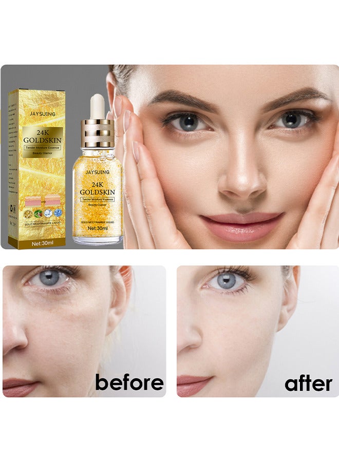 24K Gold Collagen Lifting Essence, Has The Effect Of Improving Fine Lines, Tightening The Skin, Brightening The Skin, Anti-Wrinkle Skin Repair Moisture Firming Lifting Serum 30ML