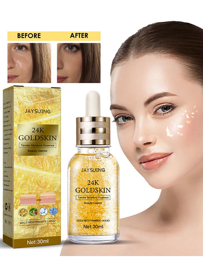 24K Gold Collagen Lifting Essence, Has The Effect Of Improving Fine Lines, Tightening The Skin, Brightening The Skin, Anti-Wrinkle Skin Repair Moisture Firming Lifting Serum 30ML