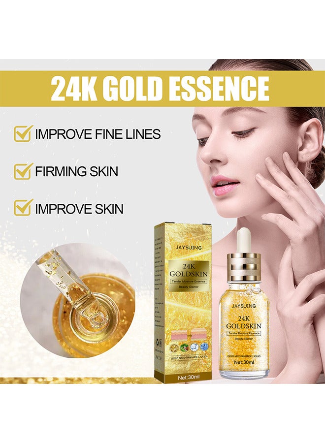 24K Gold Collagen Lifting Essence, Has The Effect Of Improving Fine Lines, Tightening The Skin, Brightening The Skin, Anti-Wrinkle Skin Repair Moisture Firming Lifting Serum 30ML