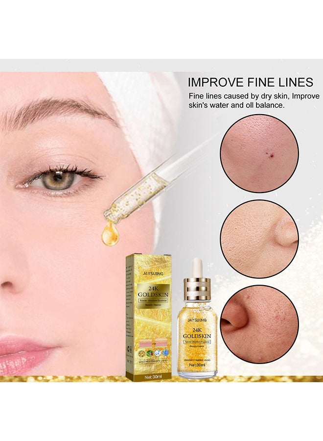 24K Gold Collagen Lifting Essence, Has The Effect Of Improving Fine Lines, Tightening The Skin, Brightening The Skin, Anti-Wrinkle Skin Repair Moisture Firming Lifting Serum 30ML