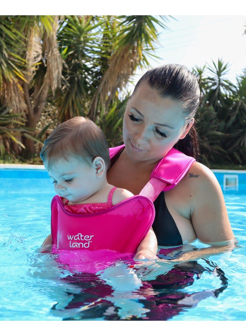 WaterLand Baby Carrier - Innovative Carrier You Can Use Both in Water & Land - Waterproof Infant Chest Holder with Adjustable Straps, Lightweight Toddler Harness for Pool, Beach & Snow (Pink Flamingo)