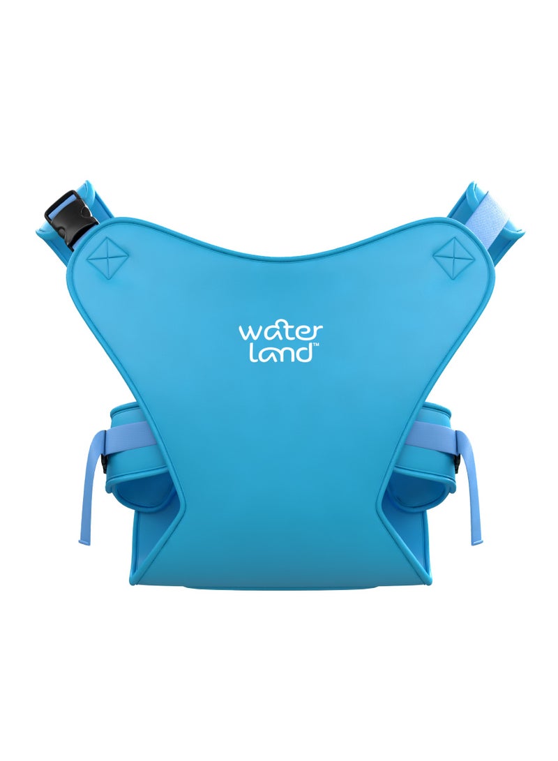WaterLand Baby Carrier - Innovative Carrier You Can Use Both in Water & Land - Waterproof Infant Chest Holder with Adjustable Straps, Lightweight Toddler Harness for Pool & Beach (Light Blue Sky)