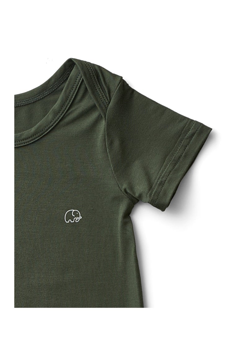 Organic Bamboo Spandex Bodysuit- Dark Green 3 to 6 months