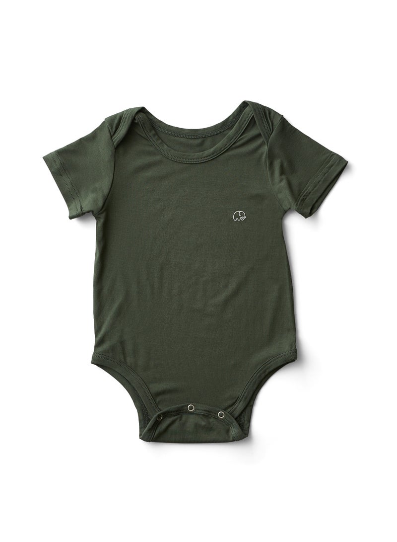 Organic Bamboo Spandex Bodysuit- Dark Green 3 to 6 months