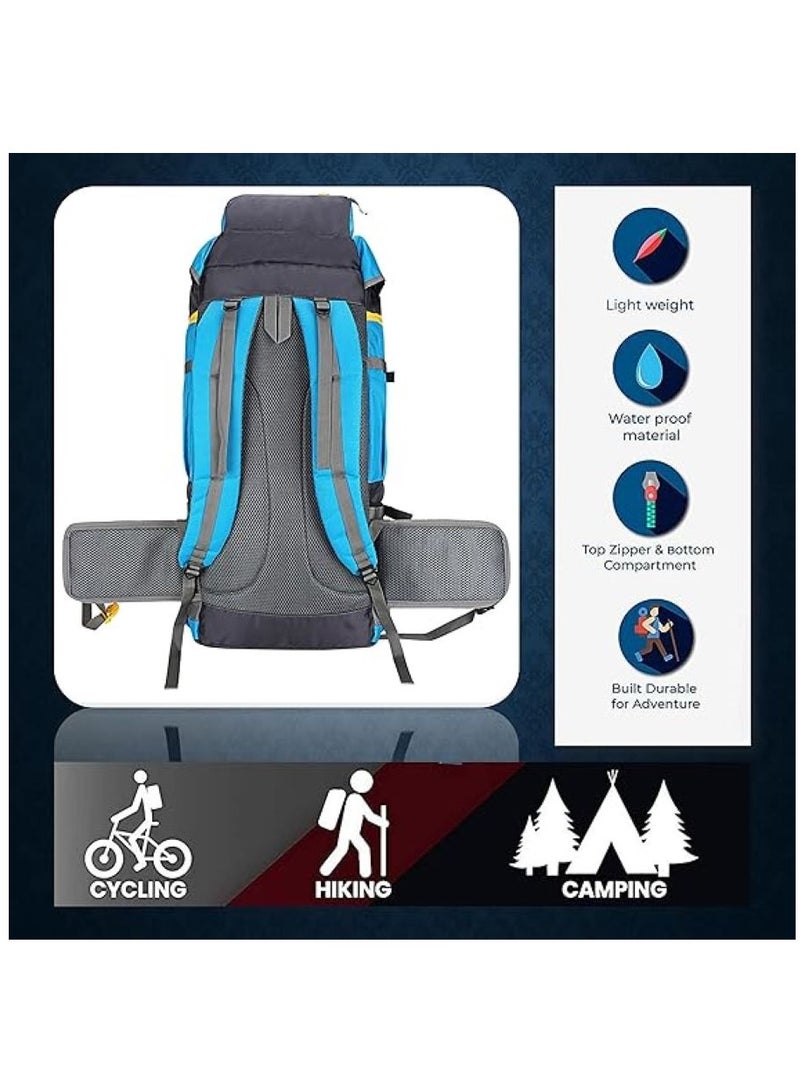 TRAVEL BACKPACK FOR OUTDOOR SPORT HIKING TREKKING BAG CAMPING RUCKSACK - 60 L (Sky Blue)
