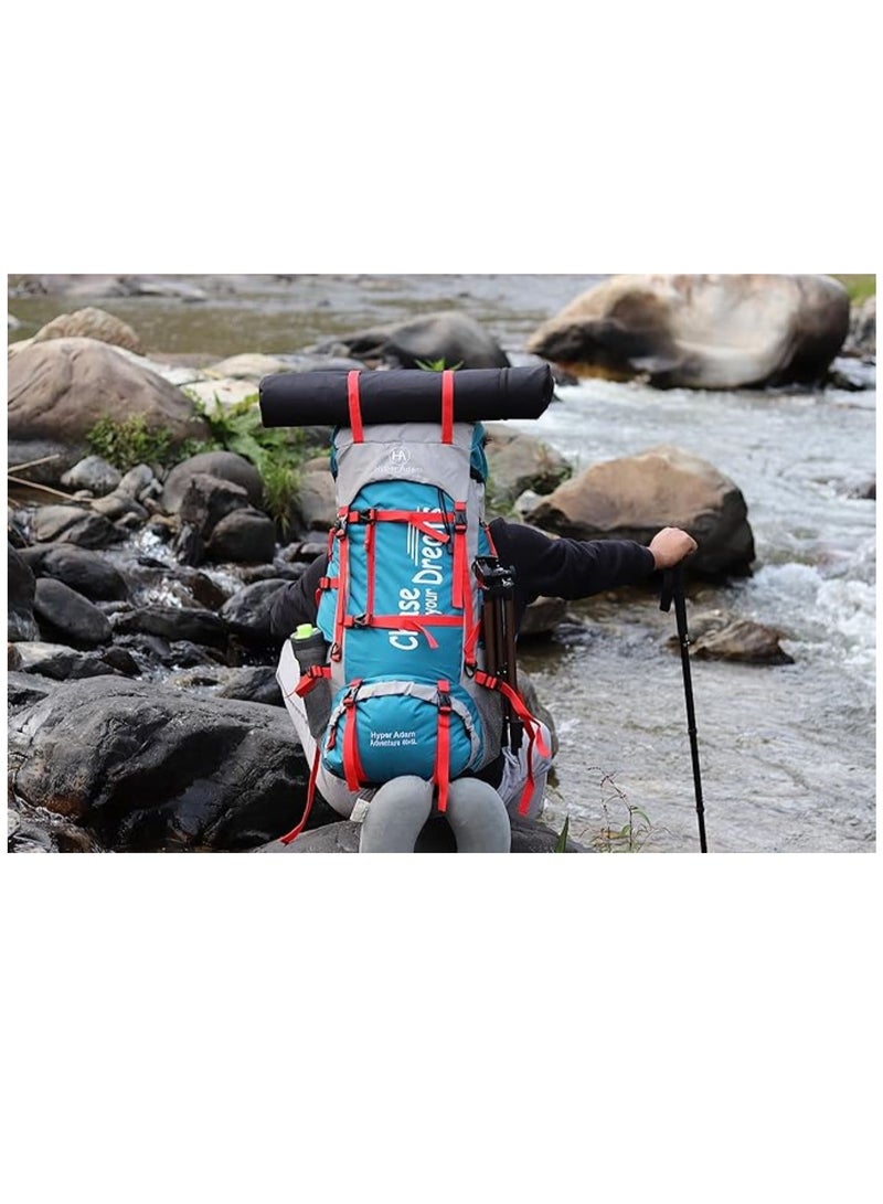 TRAVEL BACKPACK FOR OUTDOOR SPORT HIKING TREKKING BAG CAMPING RUCKSACK - 65 L (BLUE-SHADE MAY VARY)
