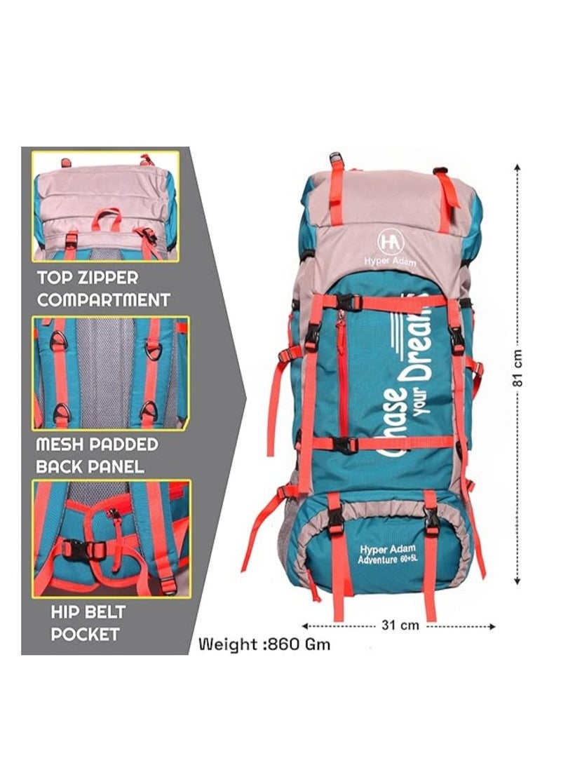 TRAVEL BACKPACK FOR OUTDOOR SPORT HIKING TREKKING BAG CAMPING RUCKSACK - 65 L (BLUE-SHADE MAY VARY)