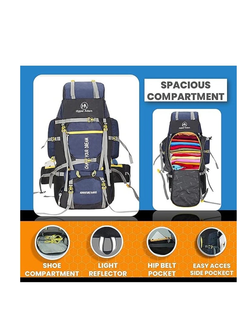 TRAVEL BACKPACK FOR OUTDOOR SPORT HIKING TREKKING BAG CAMPING RUCKSACK - 80 L (Navy Blue)