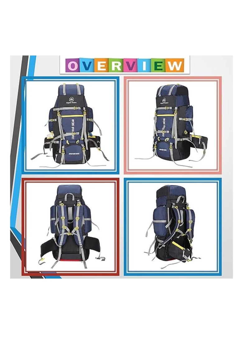 TRAVEL BACKPACK FOR OUTDOOR SPORT HIKING TREKKING BAG CAMPING RUCKSACK - 80 L (Navy Blue)