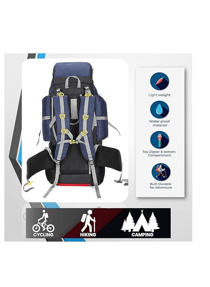TRAVEL BACKPACK FOR OUTDOOR SPORT HIKING TREKKING BAG CAMPING RUCKSACK - 80 L (Navy Blue)