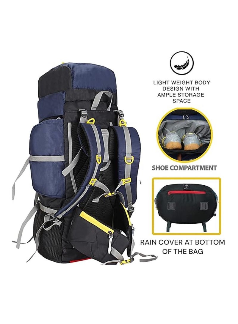 TRAVEL BACKPACK FOR OUTDOOR SPORT HIKING TREKKING BAG CAMPING RUCKSACK - 80 L (Navy Blue)