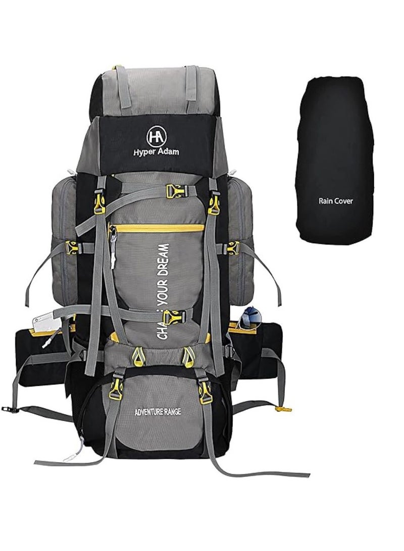 TRAVEL BACKPACK FOR OUTDOOR SPORT HIKING TREKKING BAG CAMPING RUCKSACK - 80 L (Grey)