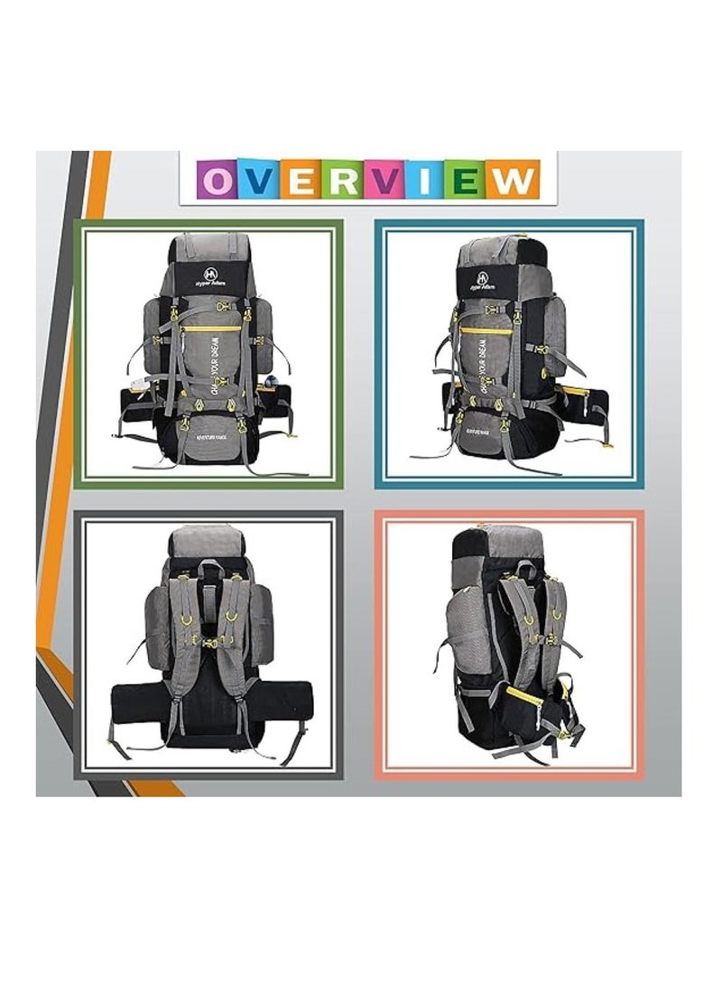 TRAVEL BACKPACK FOR OUTDOOR SPORT HIKING TREKKING BAG CAMPING RUCKSACK - 80 L (Grey)