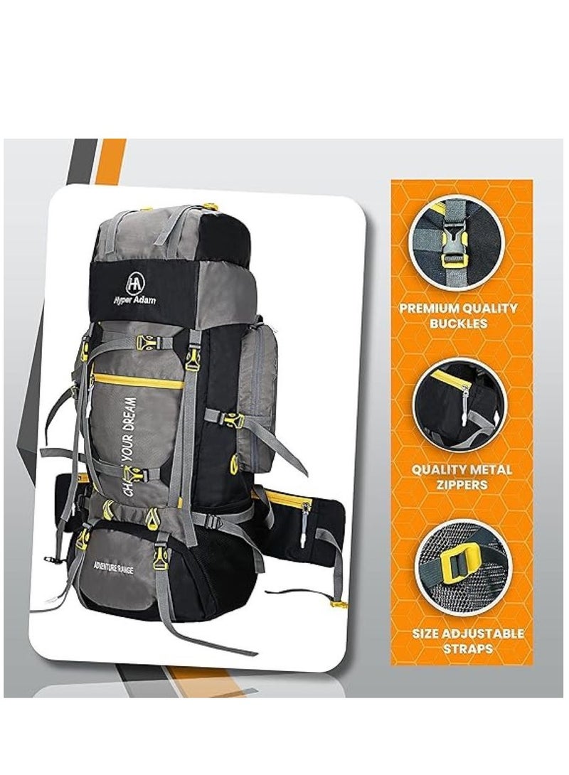 TRAVEL BACKPACK FOR OUTDOOR SPORT HIKING TREKKING BAG CAMPING RUCKSACK - 80 L (Grey)