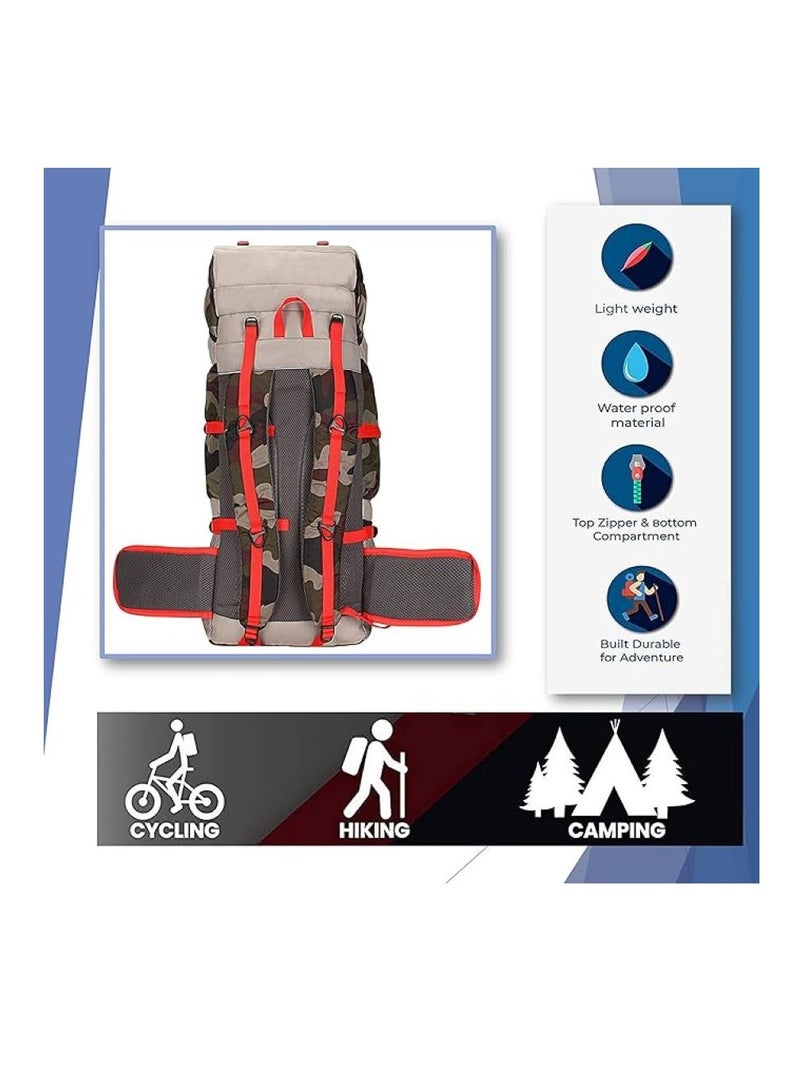 TRAVEL BACKPACK FOR OUTDOOR SPORT HIKING TREKKING BAG CAMPING RUCKSACK - 65 L (CAMO)