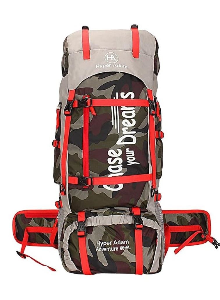 TRAVEL BACKPACK FOR OUTDOOR SPORT HIKING TREKKING BAG CAMPING RUCKSACK - 65 L (CAMO)