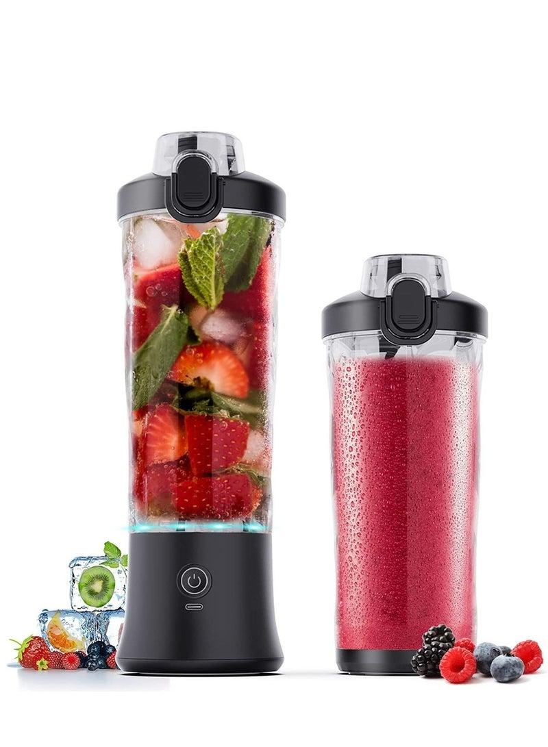 Portable Blender, Shakes and Smoothies Waterproof Blender for Sports, Travel and Outdoors, Mini Blender USB Rechargeable with 20 oz BPA Free Blender Cups with Travel Lid