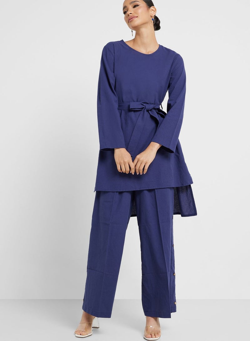 Belted Tunic And Pant Set