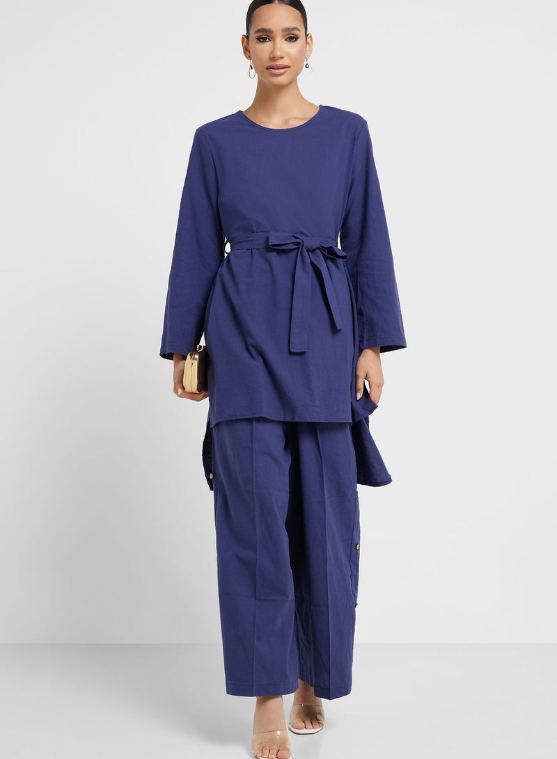 Belted Tunic And Pant Set