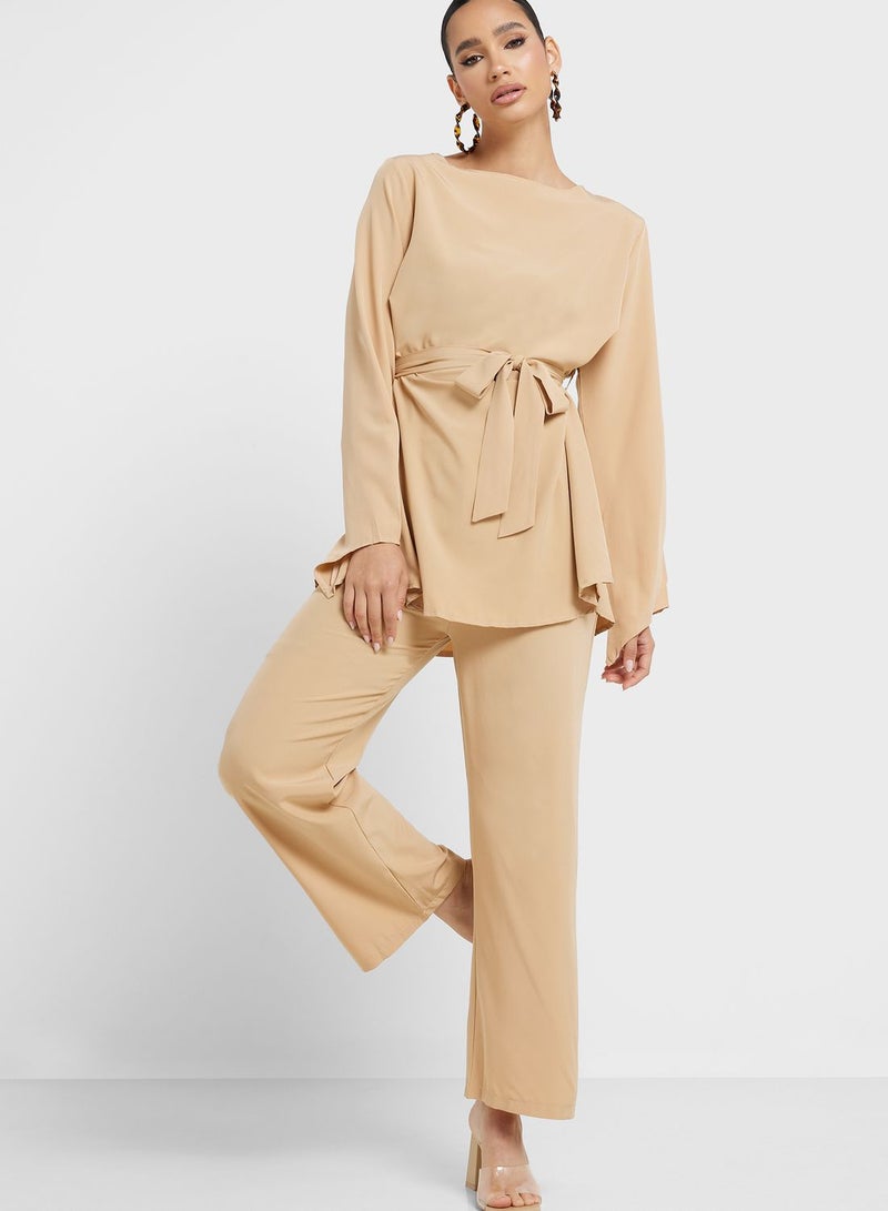 Belted Tunic And Pant Set