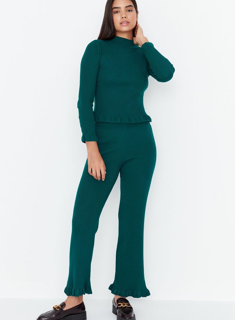 Ribbed Knitted Top & Pants Set