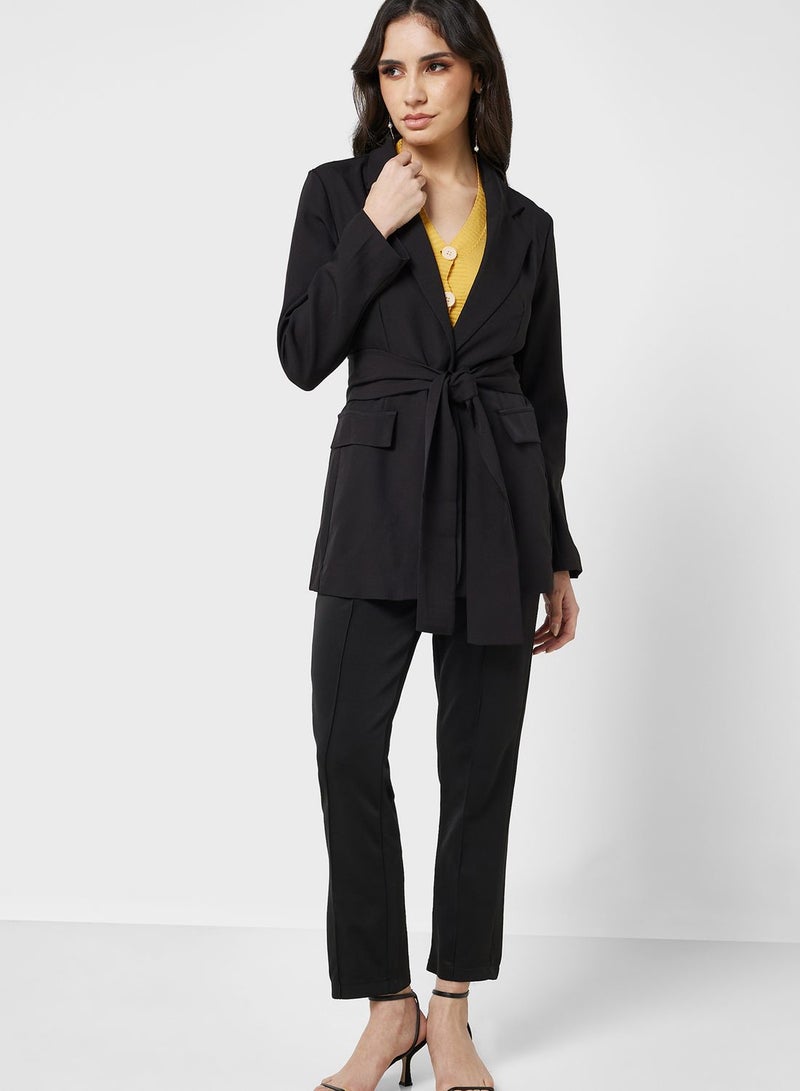 Belted Blazer And Pant Set