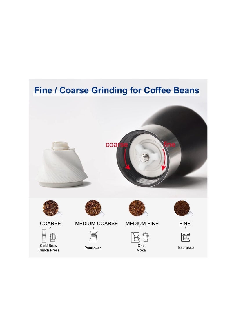 DMG Manual Coffee Grinder, Thickness Adjustable with Double Bearing and Ceramic Grinding Core Burr Made of Stainless Steel for Travel or Camping