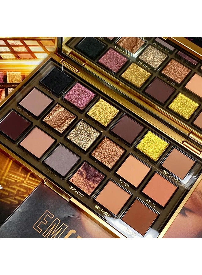 Empowered Eyeshadow palette Multicolour, 18 Colors Matte Shimmer Glitter Multi Reflective Shades Ultra Pigmented Makeup Eye Shadow Powder Waterproof Eye Shadow