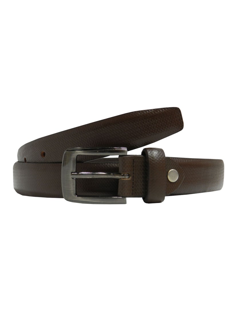 GENUINE LEATHER 25 MM UNISEX  FORMAL  BELT  IN BROWN